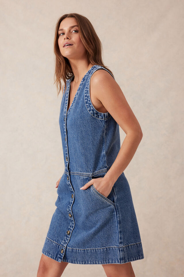 Side Pocket Mini Shift Dress | Fresh Indigo