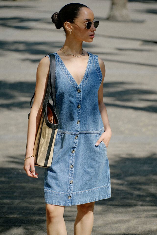 Side Pocket Mini Shift Dress | Fresh Indigo