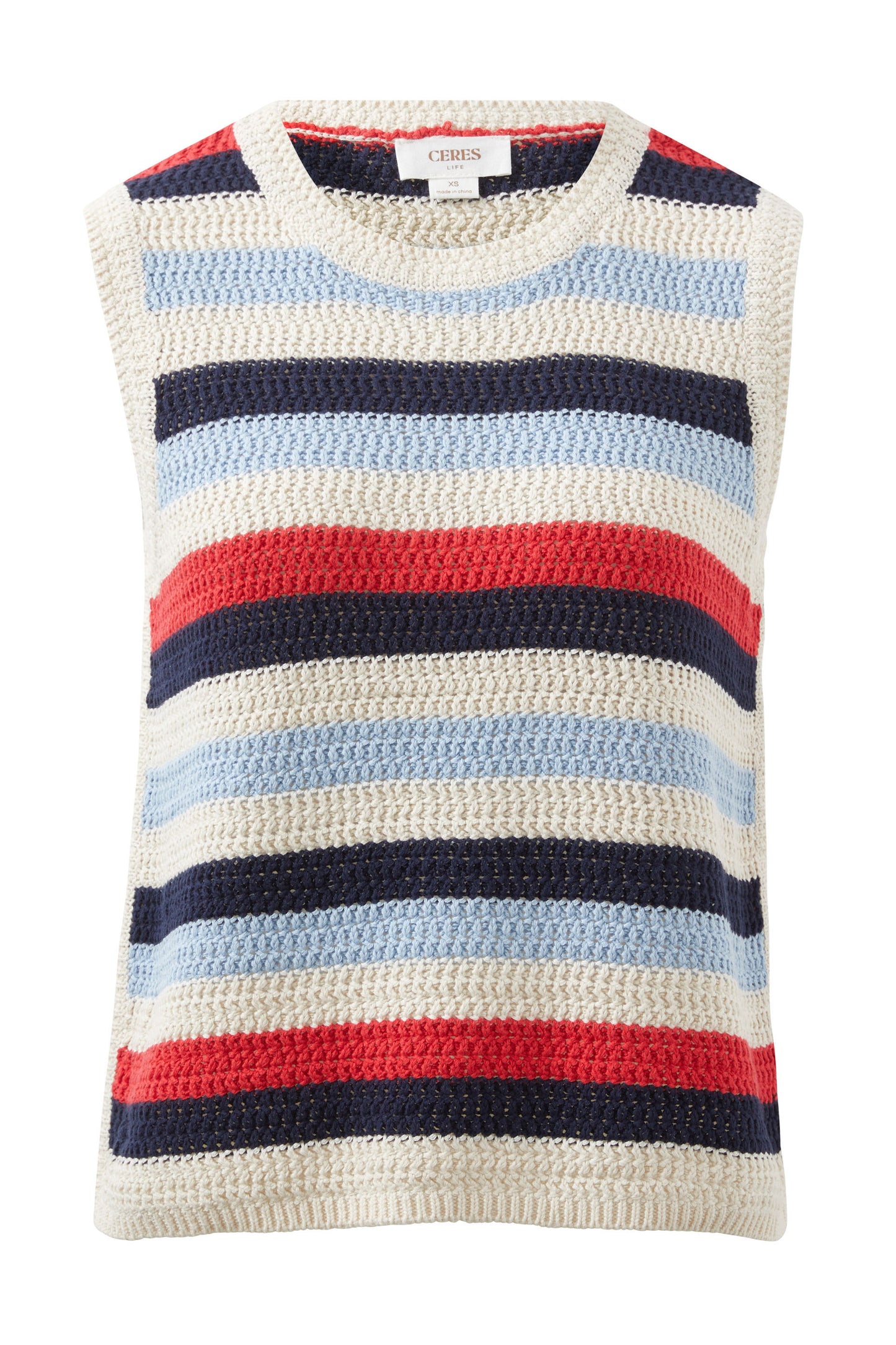 Textured Stripe Knit Tank | Heritage Red