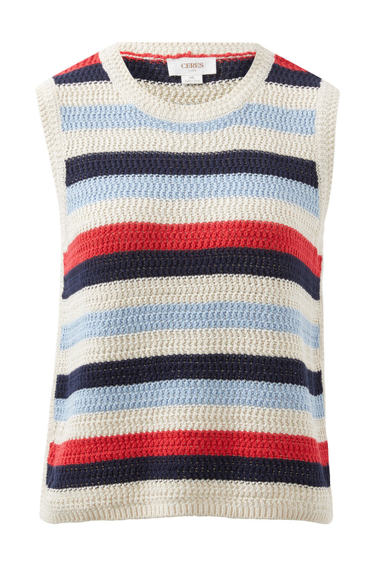 Textured Stripe Knit Tank | Heritage Red