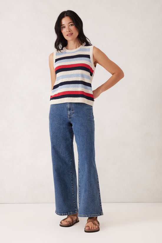 Textured Stripe Knit Tank | Heritage Red