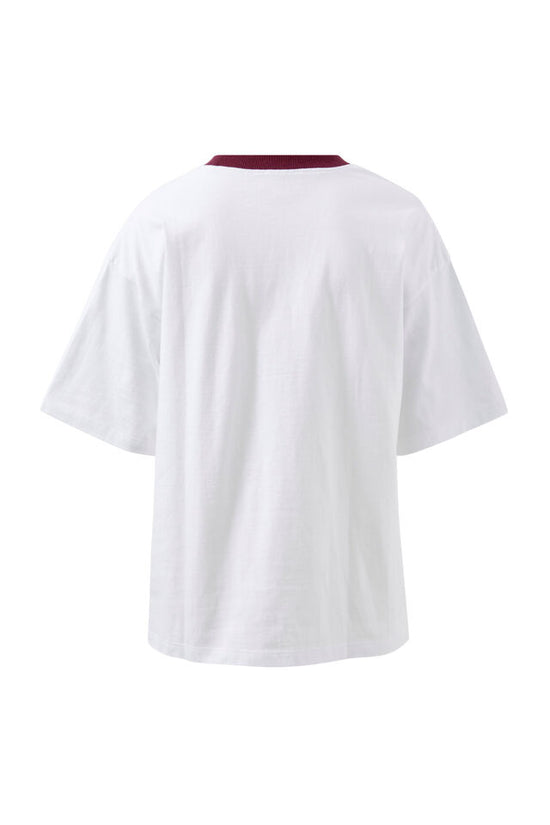 Ringer Tee | White/ Raisin