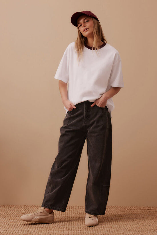 Ringer Tee | White/ Raisin