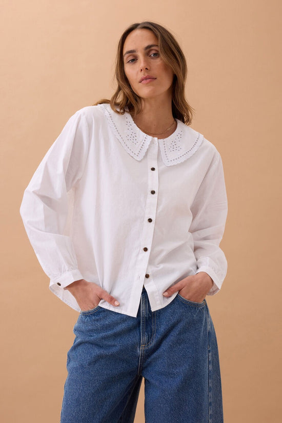 Alice Collared Top | White