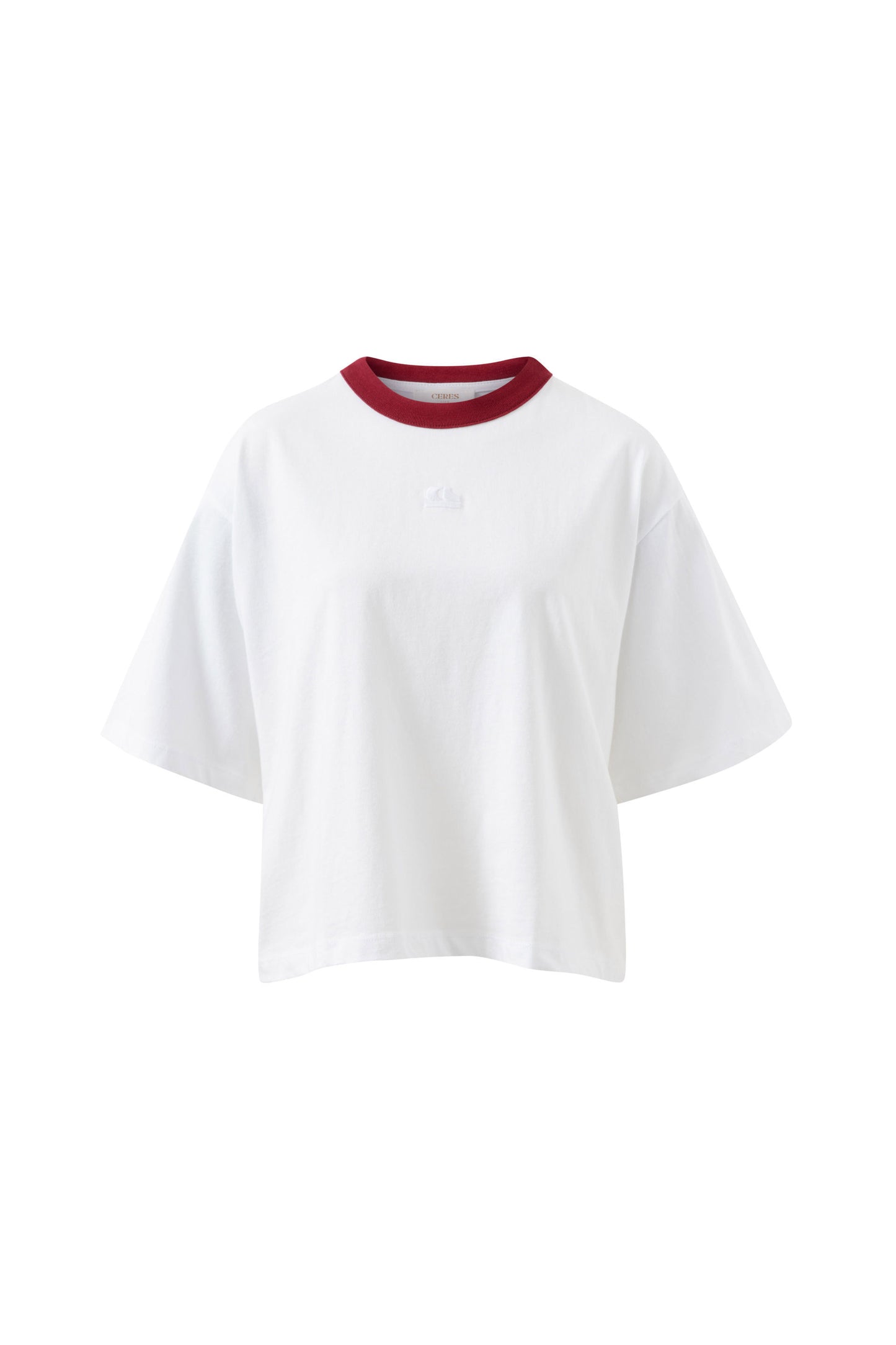 Phoebe Tee | White / Burgundy