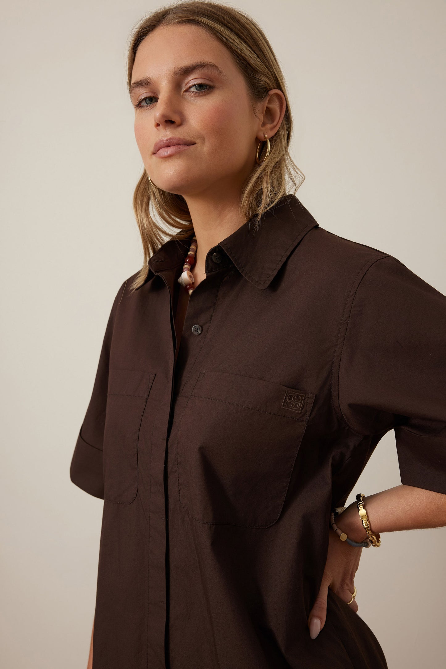 Sara Mini Shirt Dress | Chocolate
