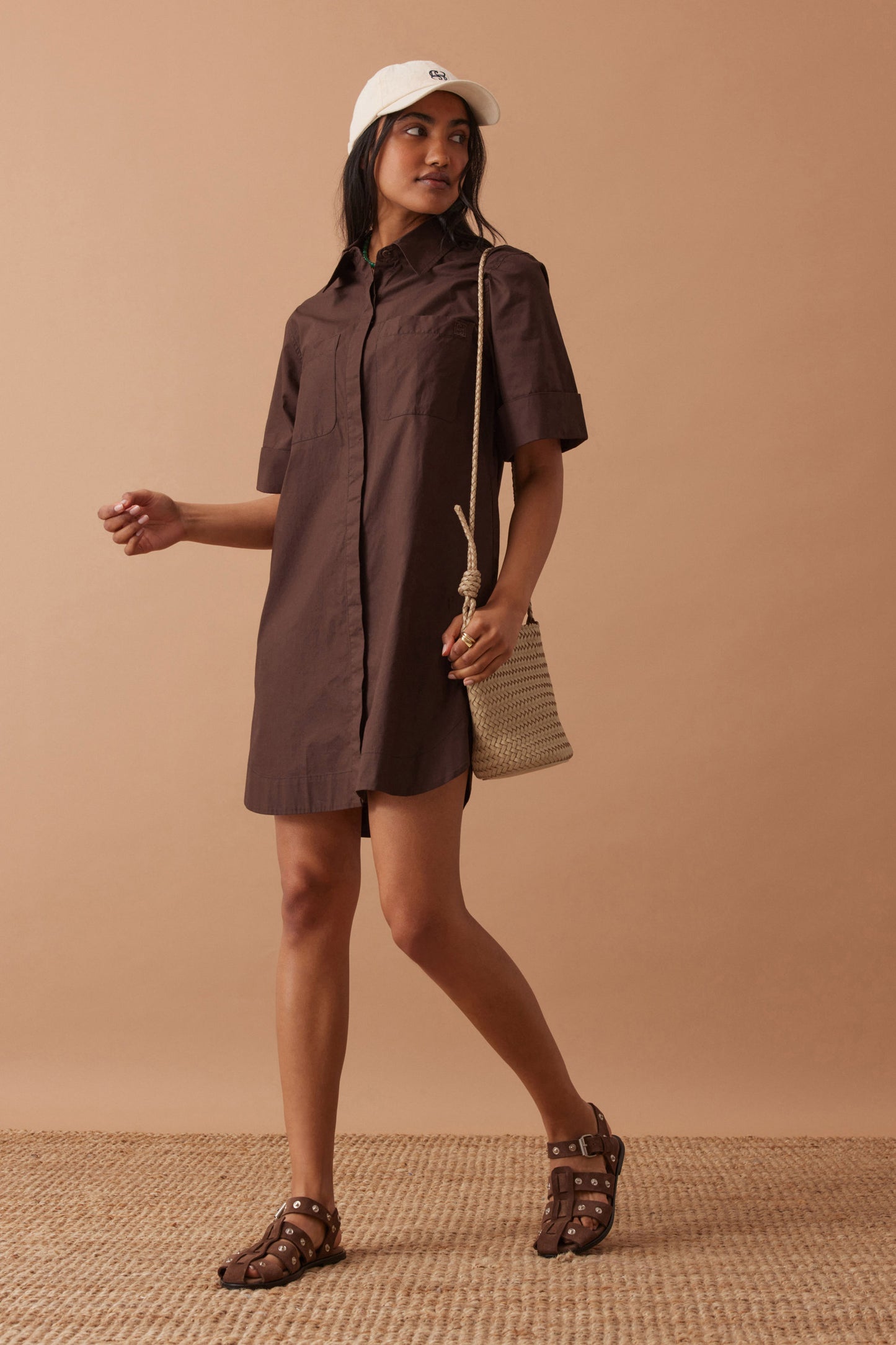 chocolate brown shirt dress Lindsay Nicholas Ny Tuxedo In In Chocolate, Size M Includes hidden side pockets for effortless summer style. Mikaila Asymmetric Shirt Dress /