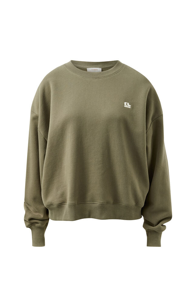 Quinn Slouchy Crew | Washed Olive