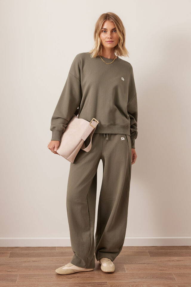 Quinn Slouchy Crew | Washed Olive