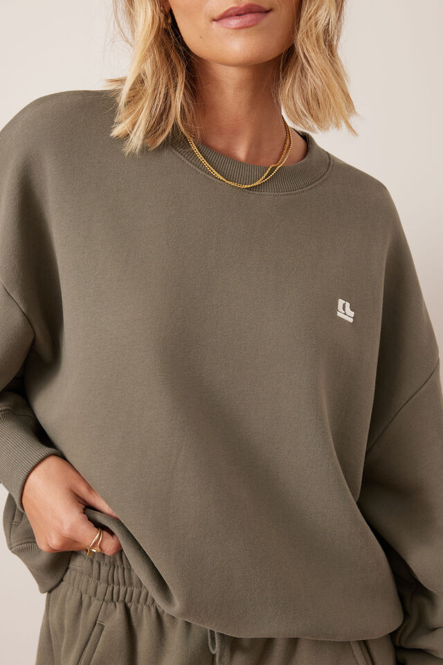 Quinn Slouchy Crew | Washed Olive
