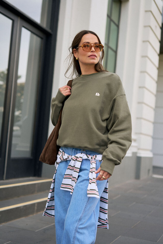 Quinn Slouchy Crew | Washed Olive