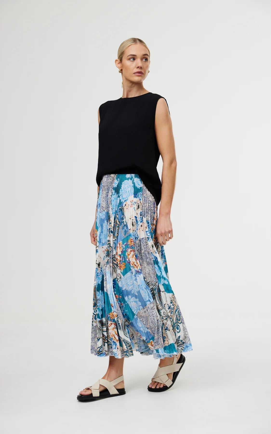 Goldie Skirt | Cyan Patchwork