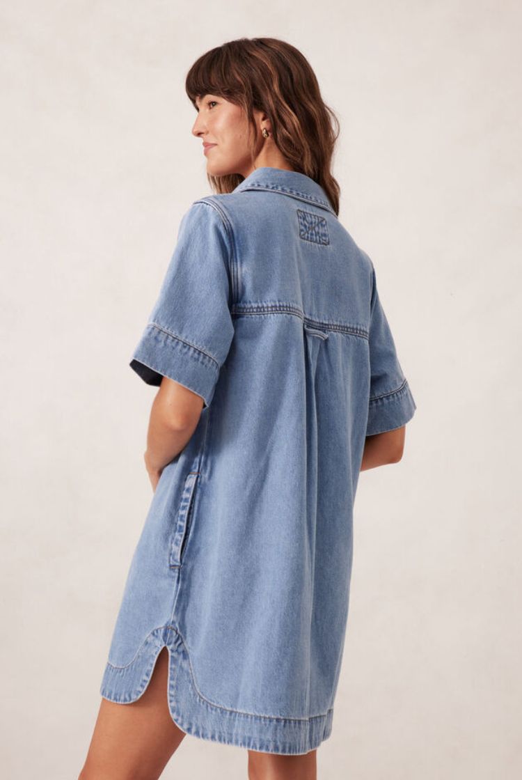 Relaxed Shirt Dress | Mid Vintage Blue