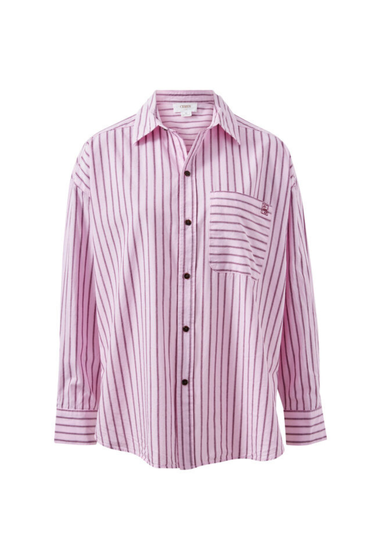 Peta Oversized Shirt | Sunfaded Pink Stripe