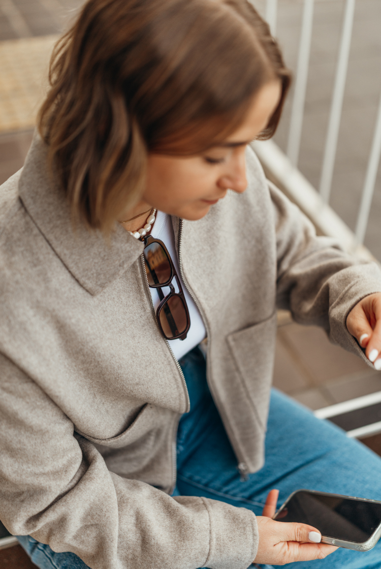 Dallas Wool Jacket | Pebble