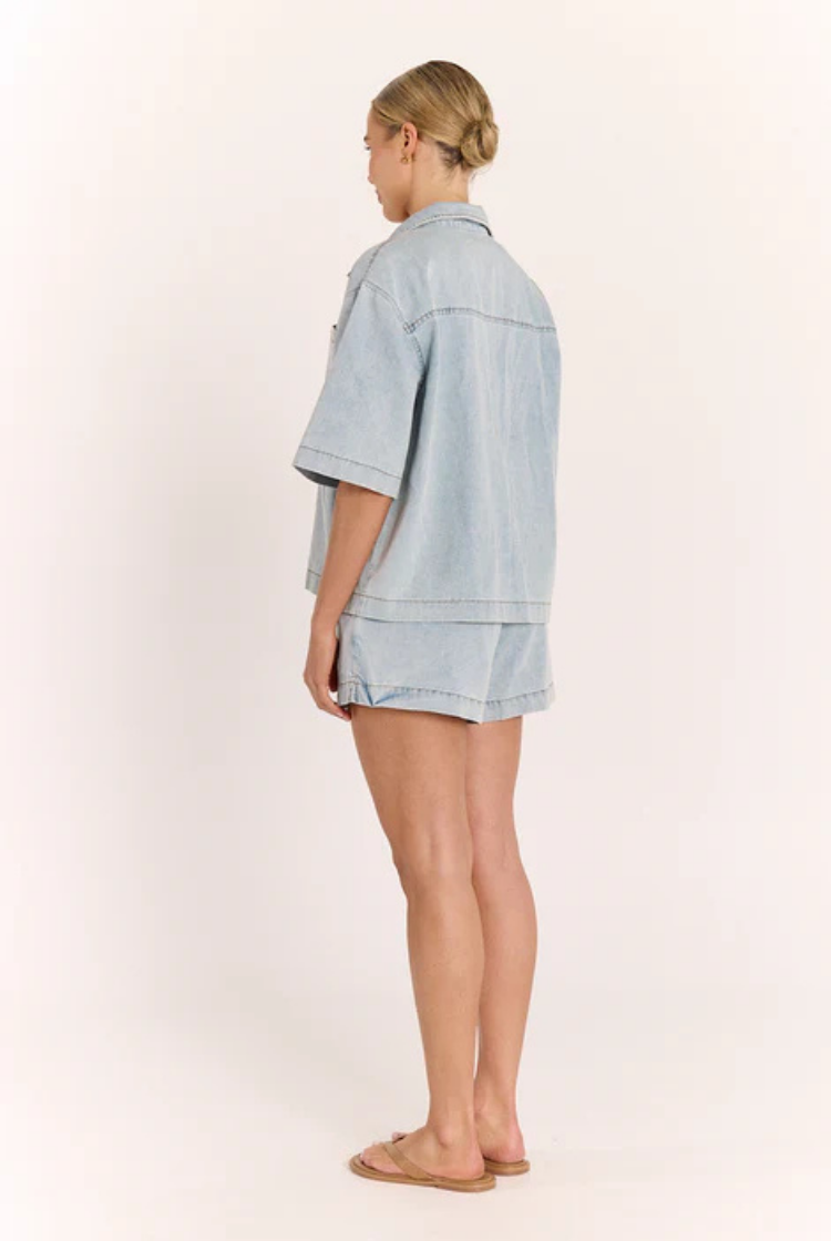 Arlo Cropped Shirt | Summer Blue