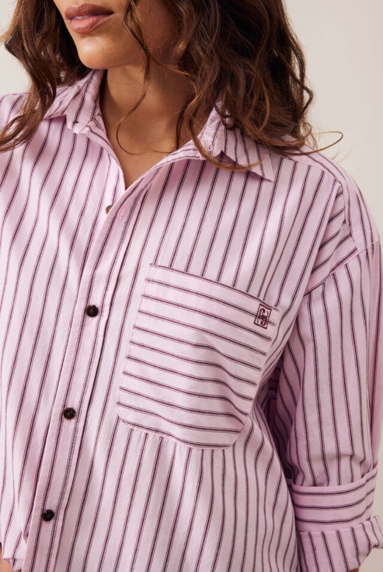 Peta Oversized Shirt | Sunfaded Pink Stripe