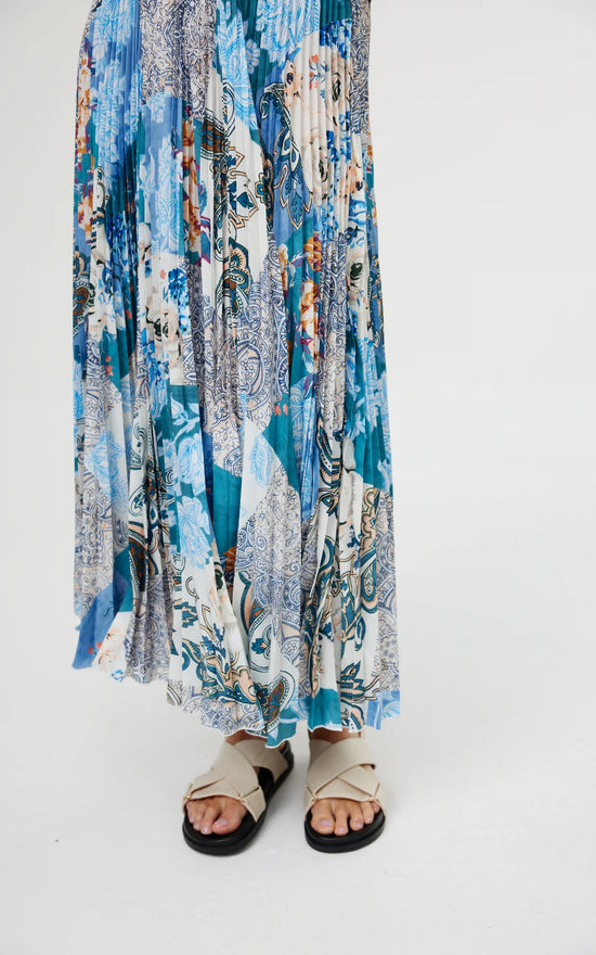 Goldie Skirt | Cyan Patchwork