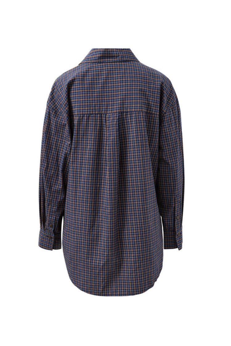 Peta Oversized Shirt | Navy Check
