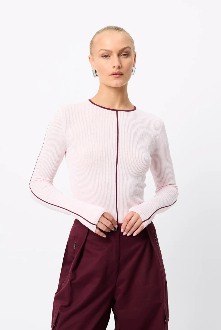Nara Knit Top | Pink/ Burgundy