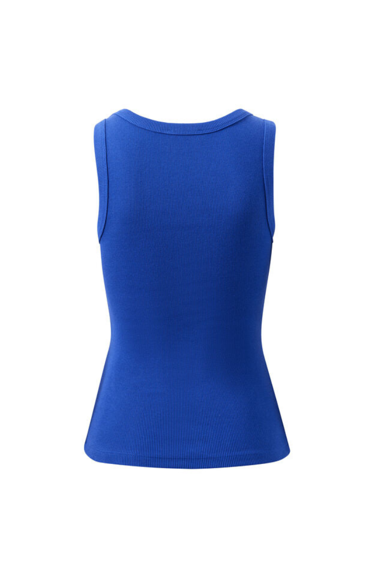 Zoe Contour Rib Scoop Tank | Polo Blue/ Butter Monogram