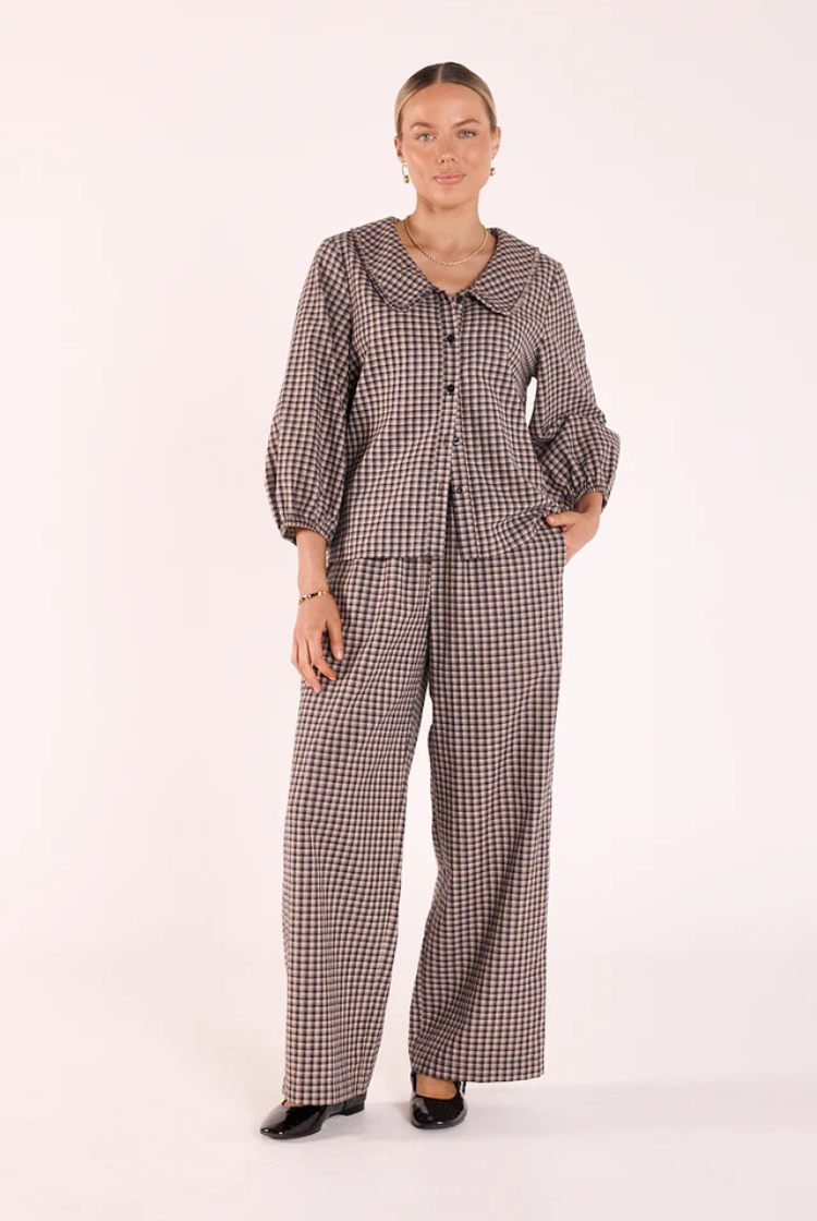 Autumn Pant | Navy Oat Check