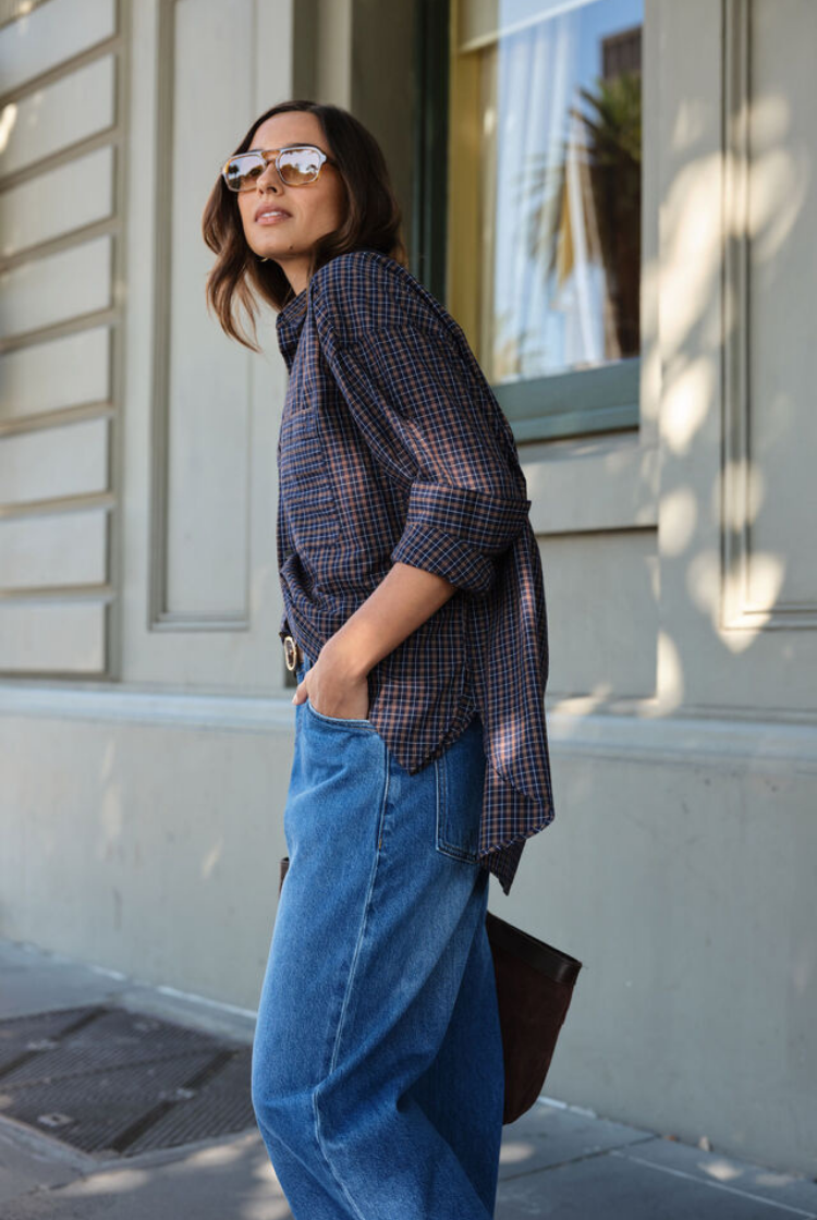 Peta Oversized Shirt | Navy Check
