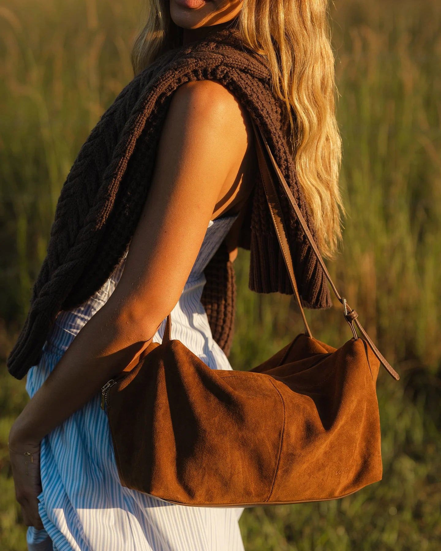 Marissa Suedette Shoulder Bag | Cognac
