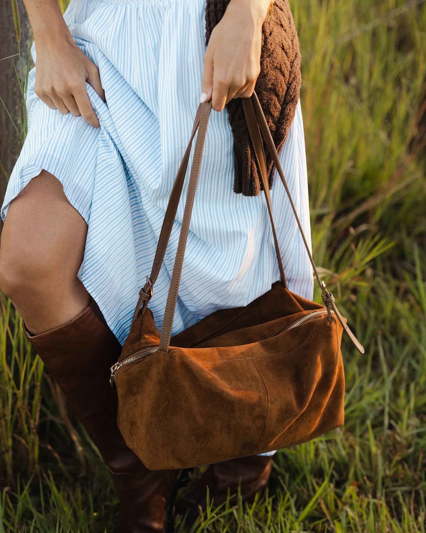Marissa Suedette Shoulder Bag | Cognac