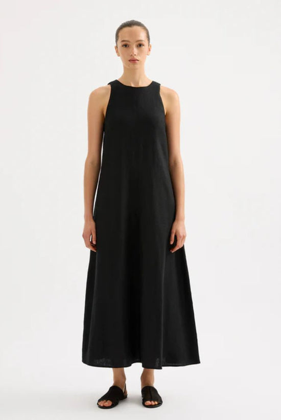 Desi Linen Maxi Dress | Black