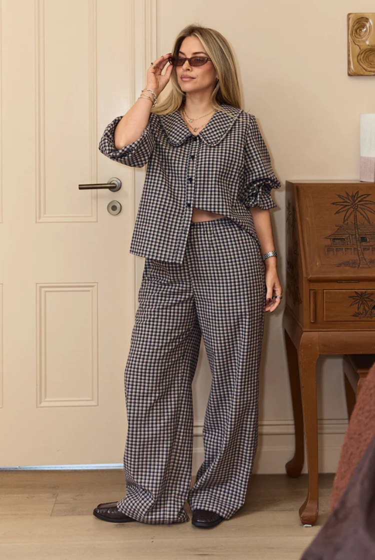 Autumn Pant | Navy Oat Check