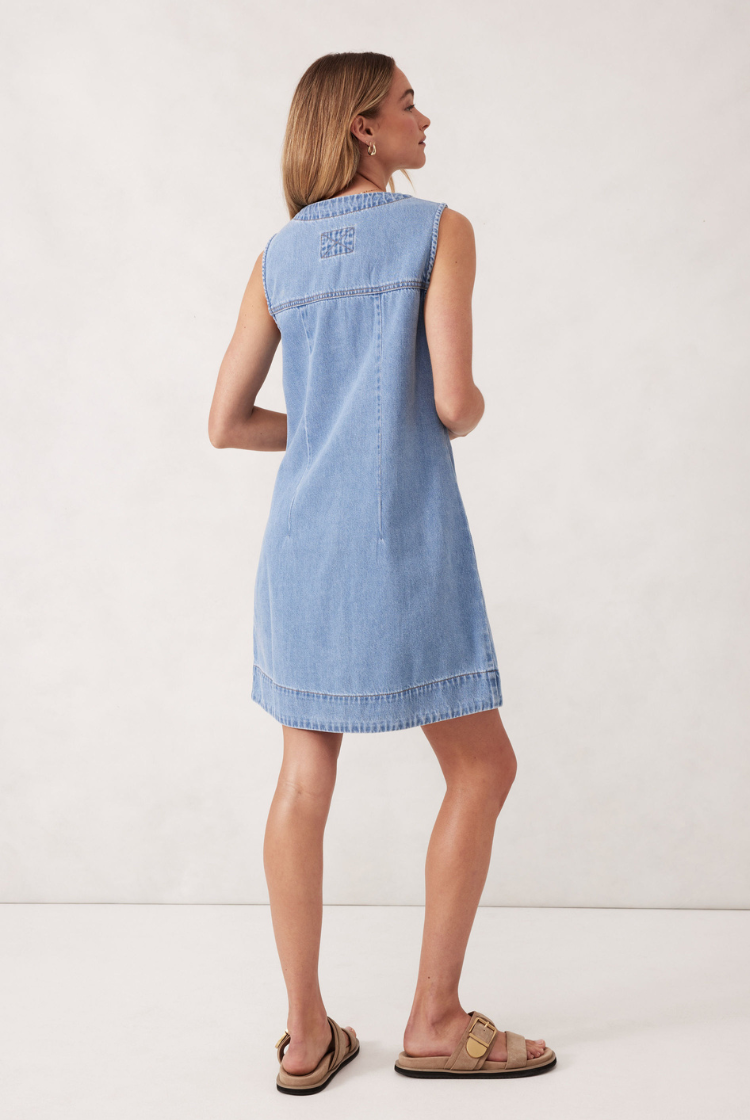 Seamed Mini Shift Dress | Vinatage Blue