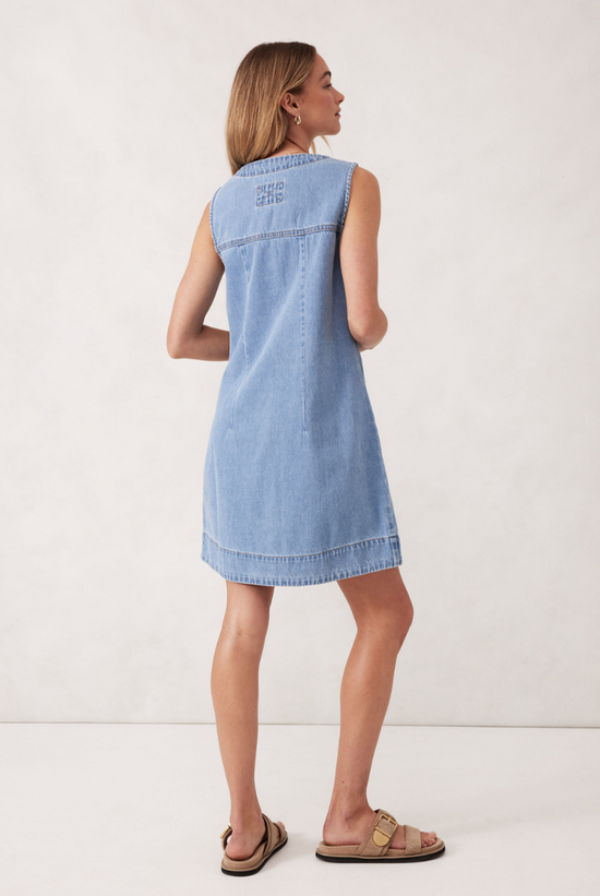 Seamed Mini Shift Dress | Vinatage Blue