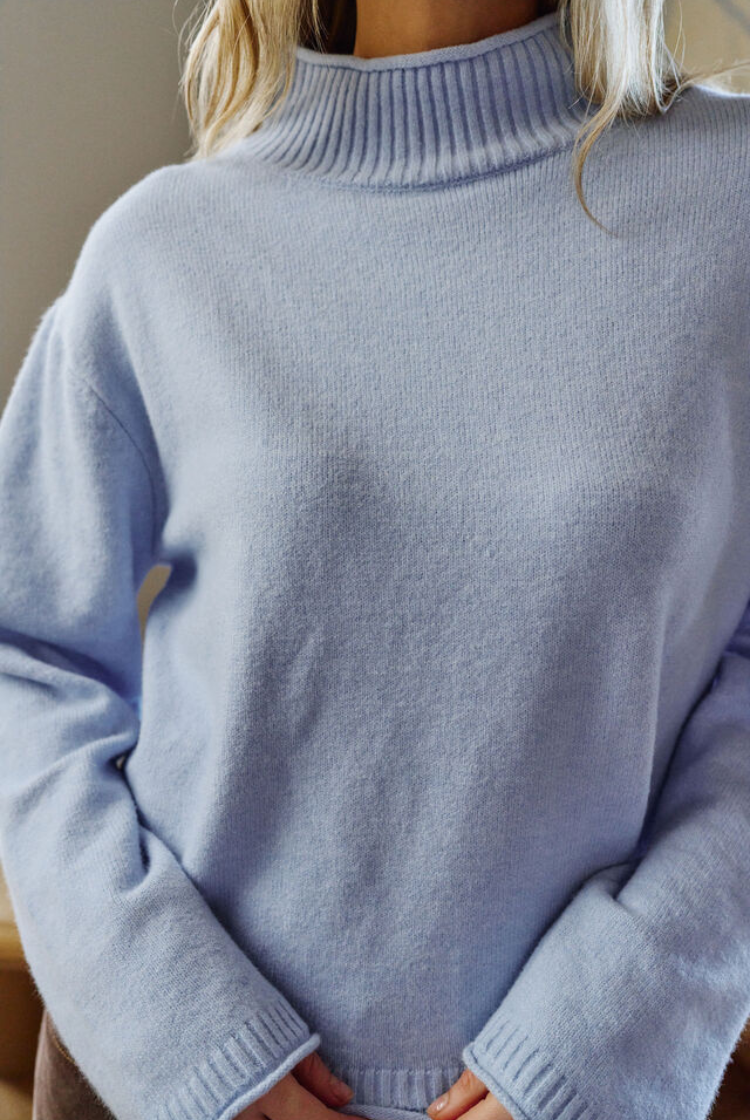 Finley Funnel Neck Knit | China Blue