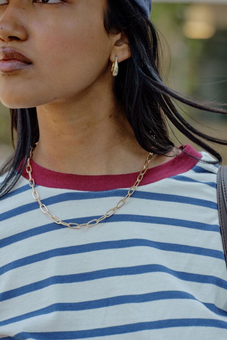 Scout Long Sleeve Tee | Milk Prussian Blue Stripe