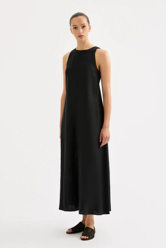 Desi Linen Maxi Dress | Black