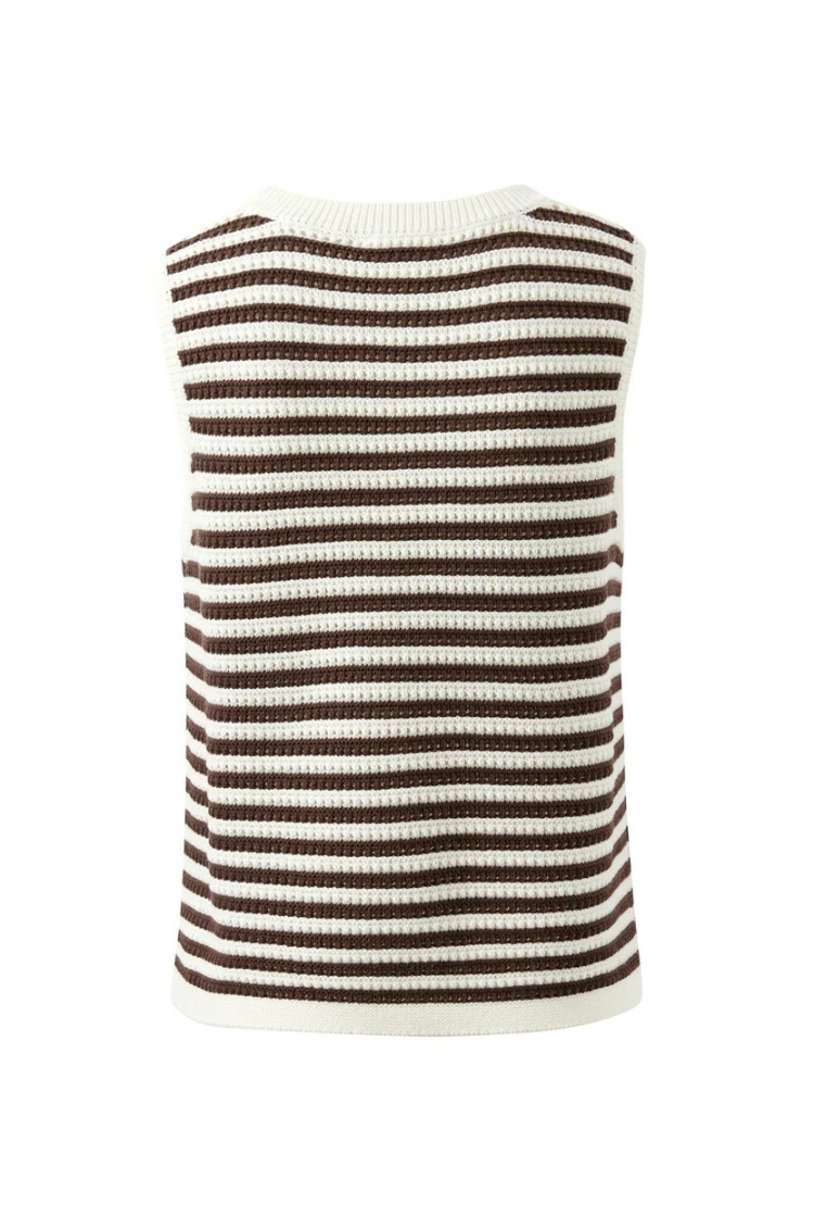 Maddy Mesh Knit Tank | Brunette Stripe