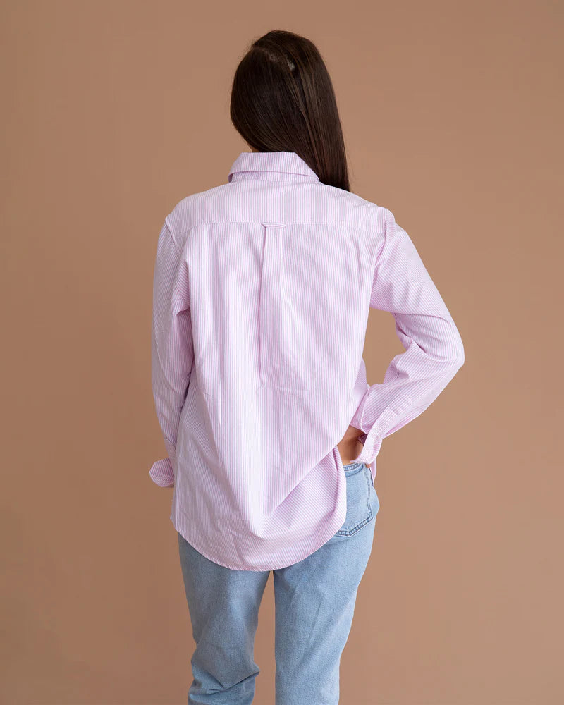 Load image into Gallery viewer, Brooks Oxford Shirt | Pink / White Stripe
