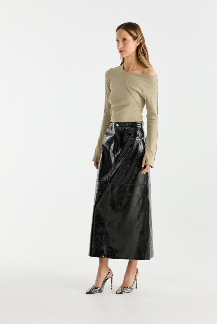 Tilly Patent Leather Skirt | Black