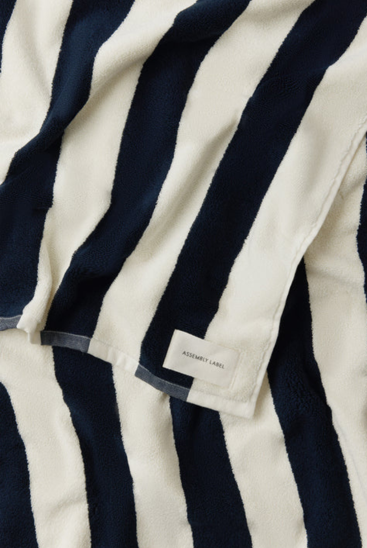 Signature Stripe Beach Towel | Navy/ Cream