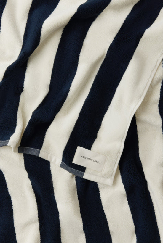 Signature Stripe Beach Towel | Navy/ Cream
