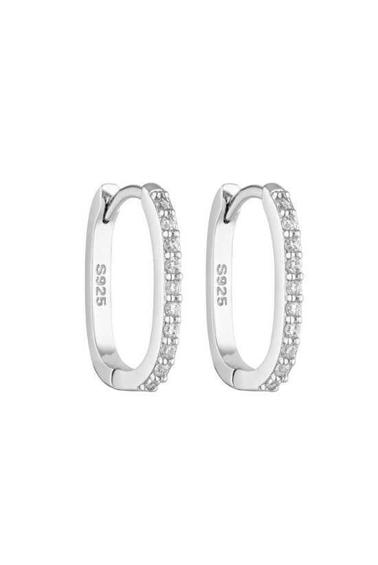 Oval Angel Hoops 15mm | White Gold