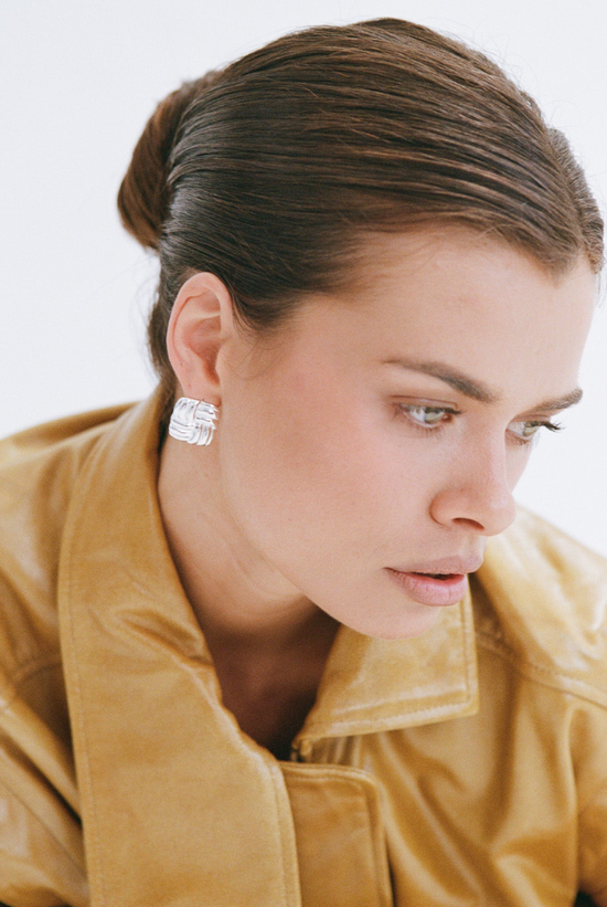 Baby Cushion Earrings | White Gold