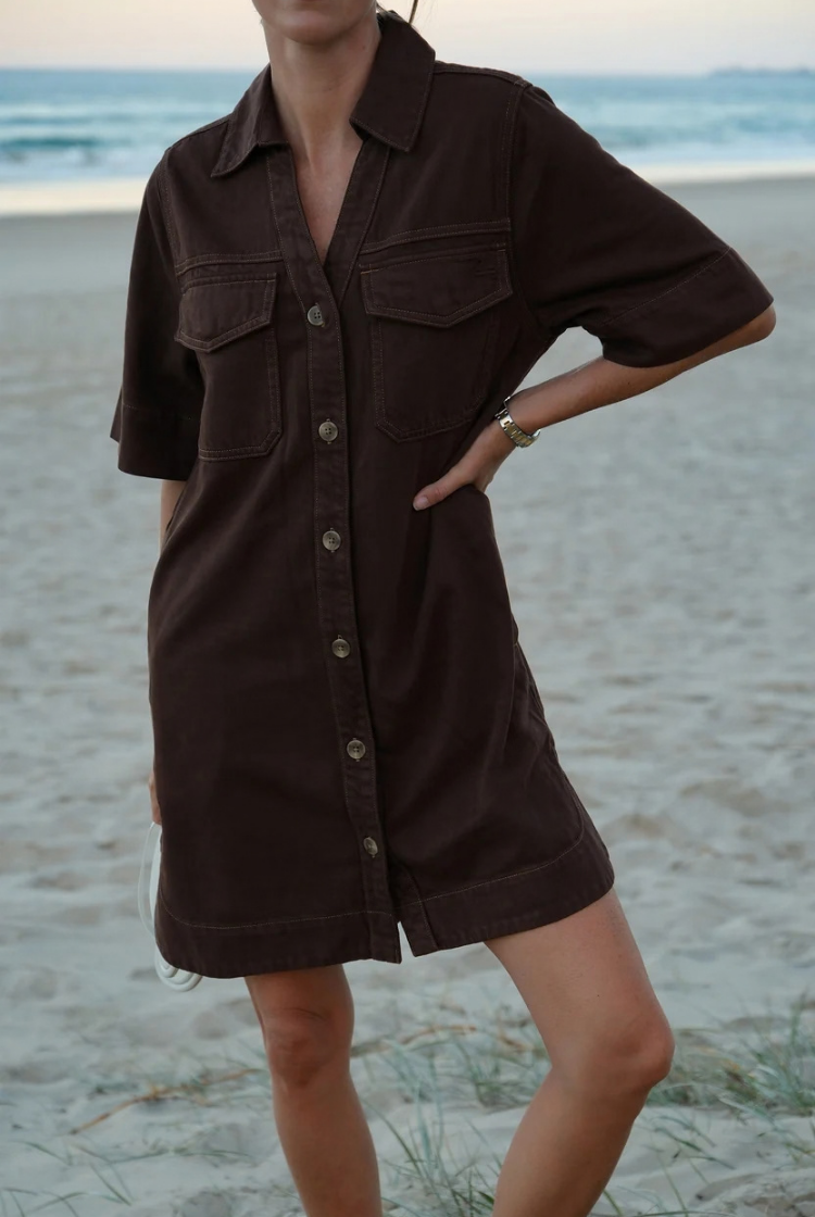 Bonnie Relaxed Shirt Dress | Chocolate