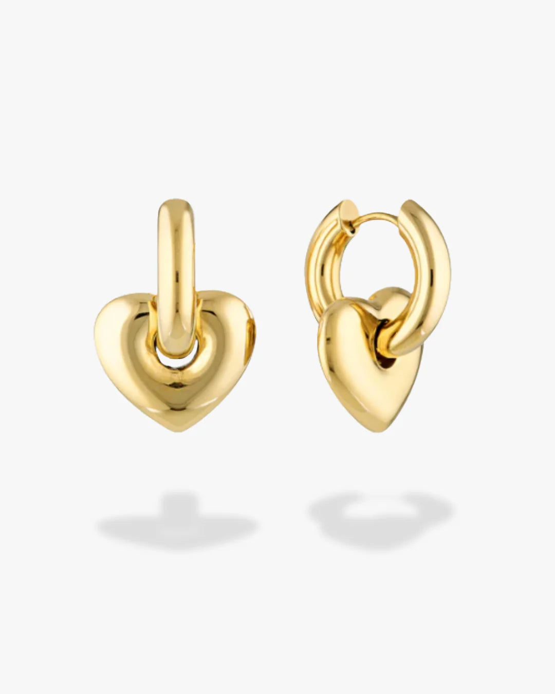 Lisa Puffy Heart Earrings | Gold