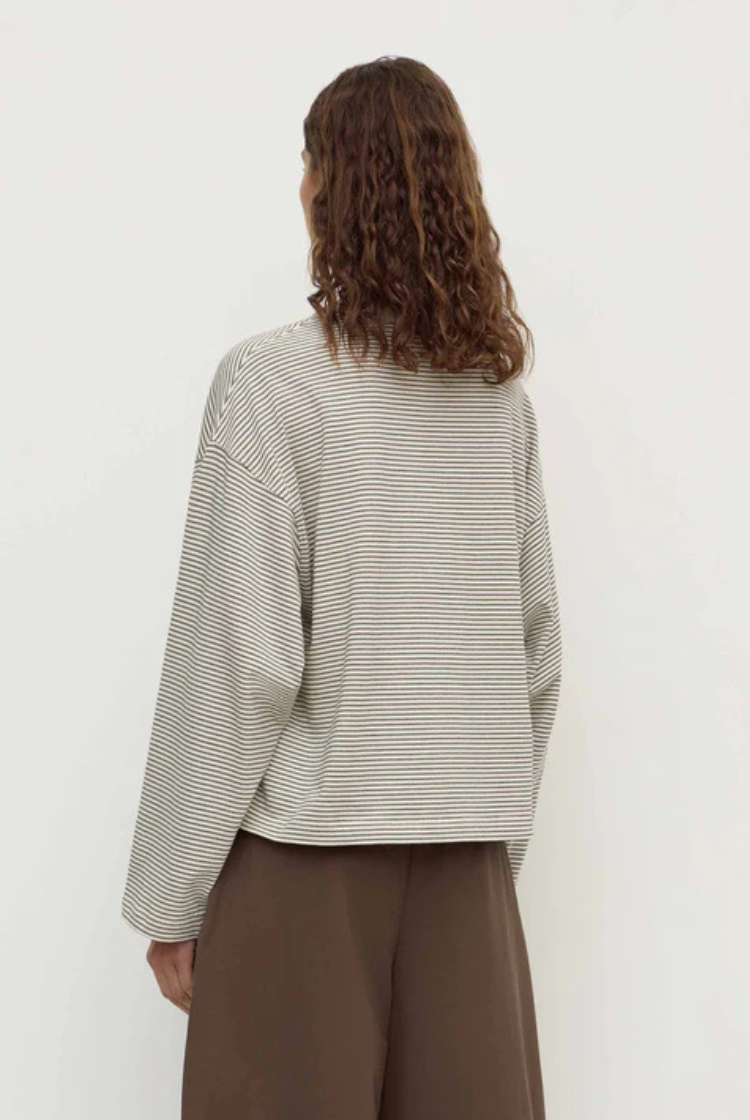 Malone Stripe Wide Sleeve Tee | Cream / Black