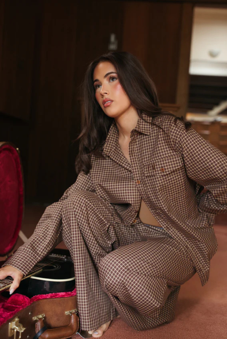 Cocky Plaid Boyfriend Button-Up