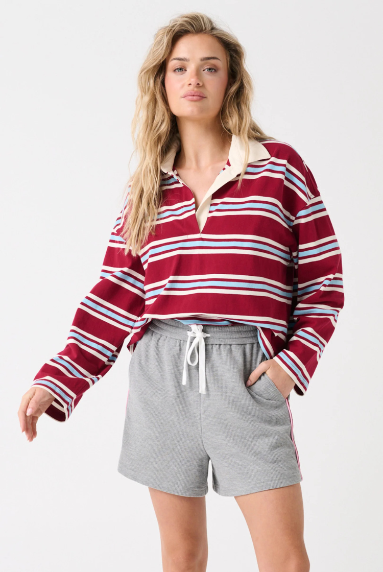 Alissa Rugby Tee | Raspberry Stripe