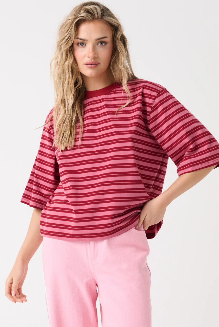 Hallie Tee | Boysenberry Stripe