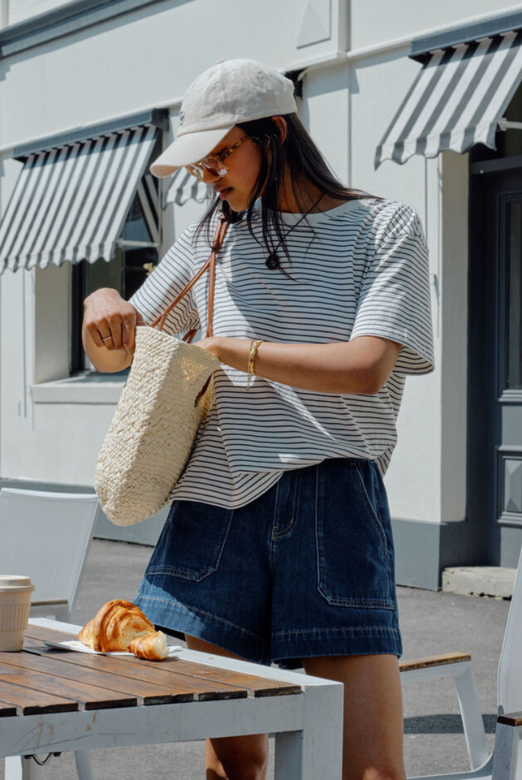 Stevie Slouchy Tee | Milk Phantom Stripe